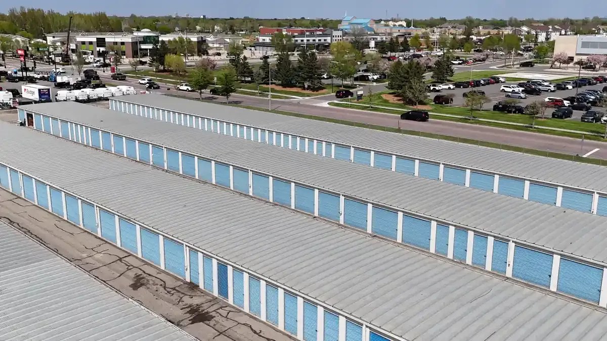 Aerial view of facility with drive up units